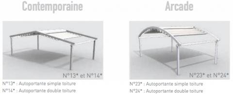 Structure de pergolas toile Contemporaine N° 13-14 & Arcade N°23-24